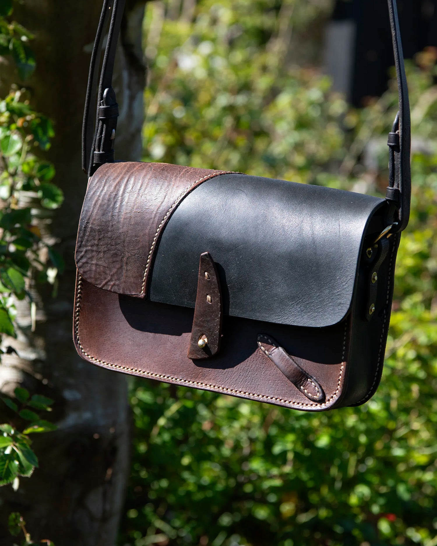 Crossbody leather bag Repurposed saddle leather