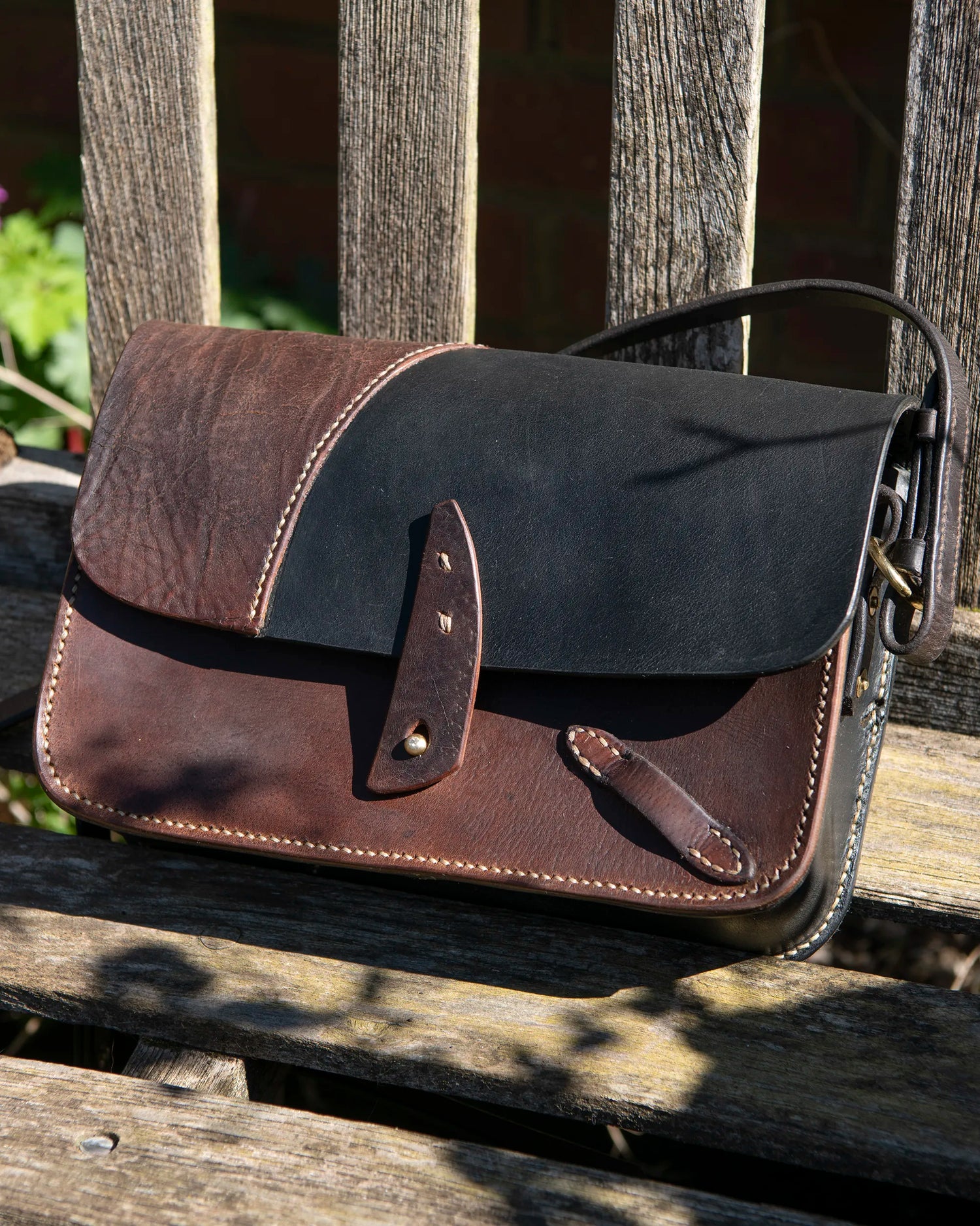 Crossbody leather bag Repurposed saddle leather