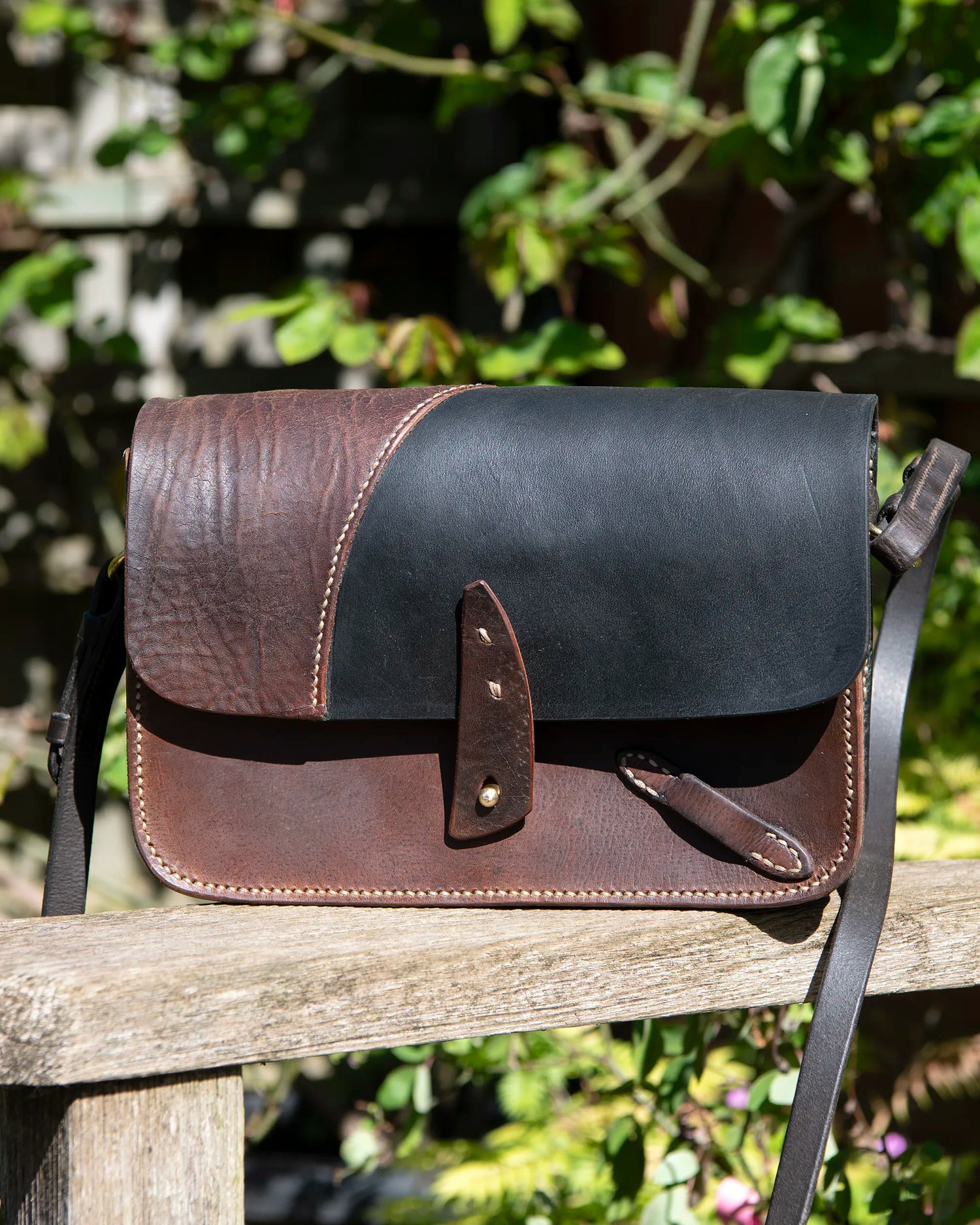 Crossbody leather bag Repurposed saddle leather