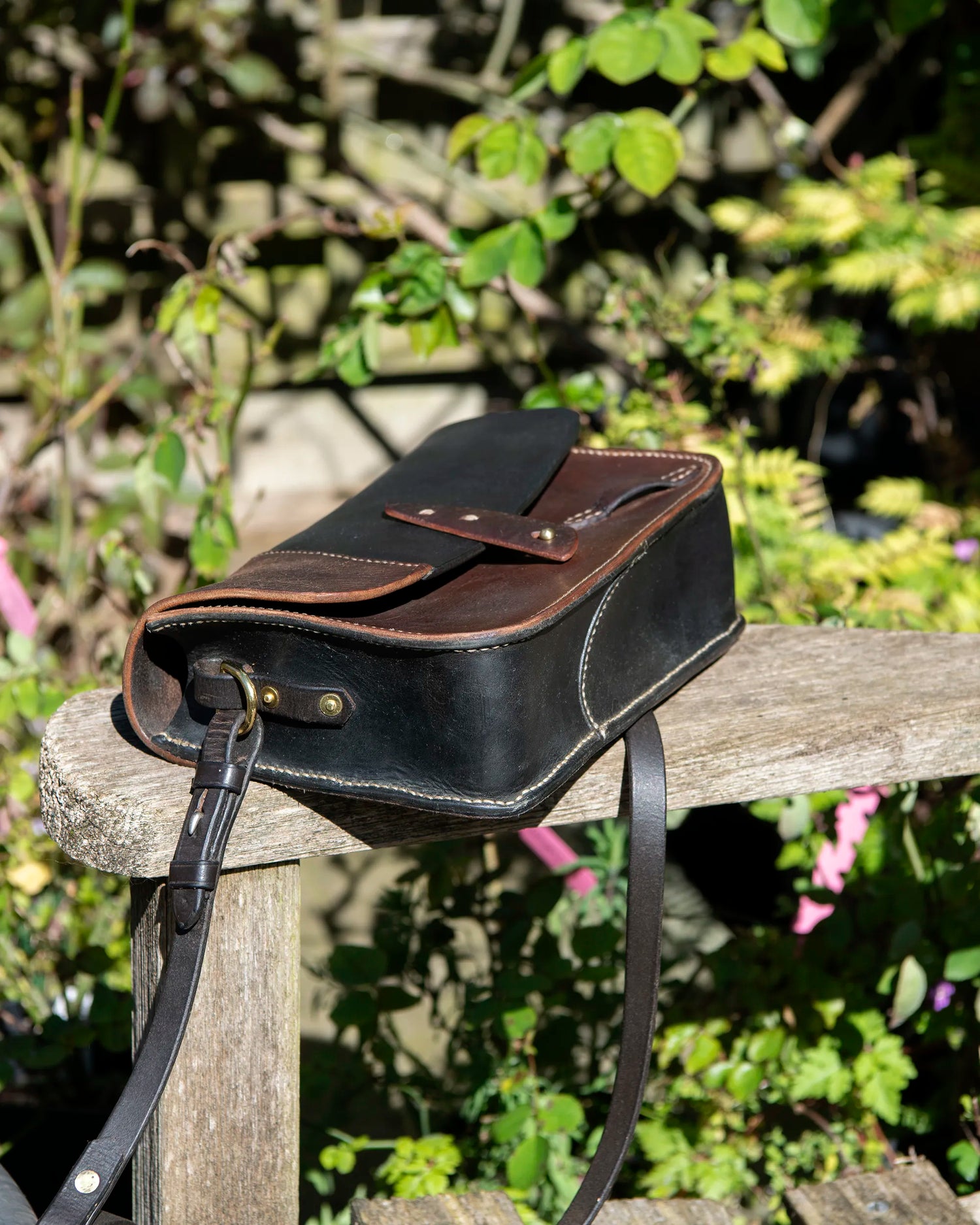 Crossbody leather bag Repurposed saddle leather