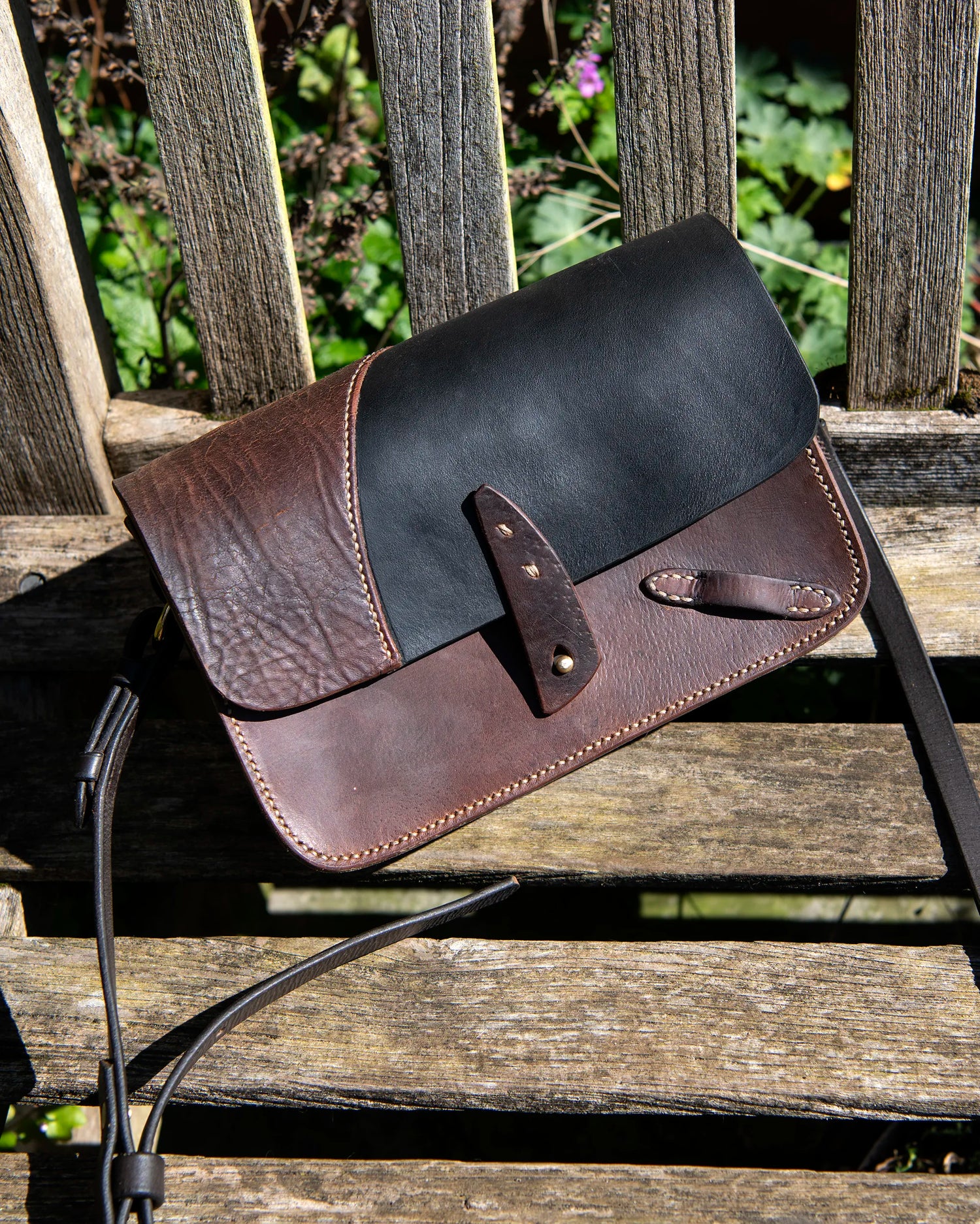 Crossbody leather bag Repurposed saddle leather