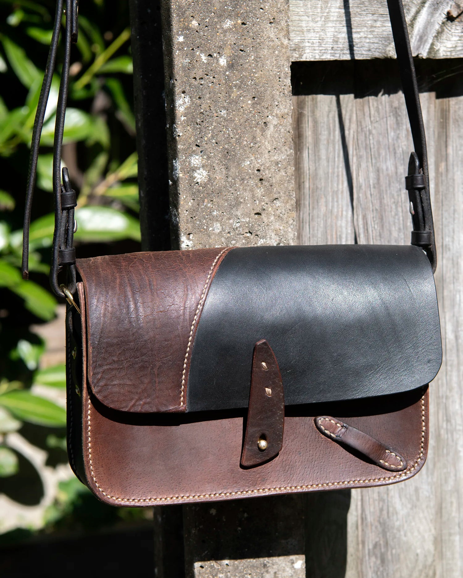Crossbody leather bag Repurposed saddle leather