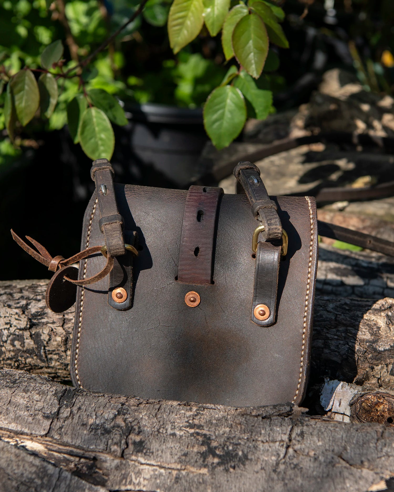 Repurposed Leather Saddle Bag Wet Moulded