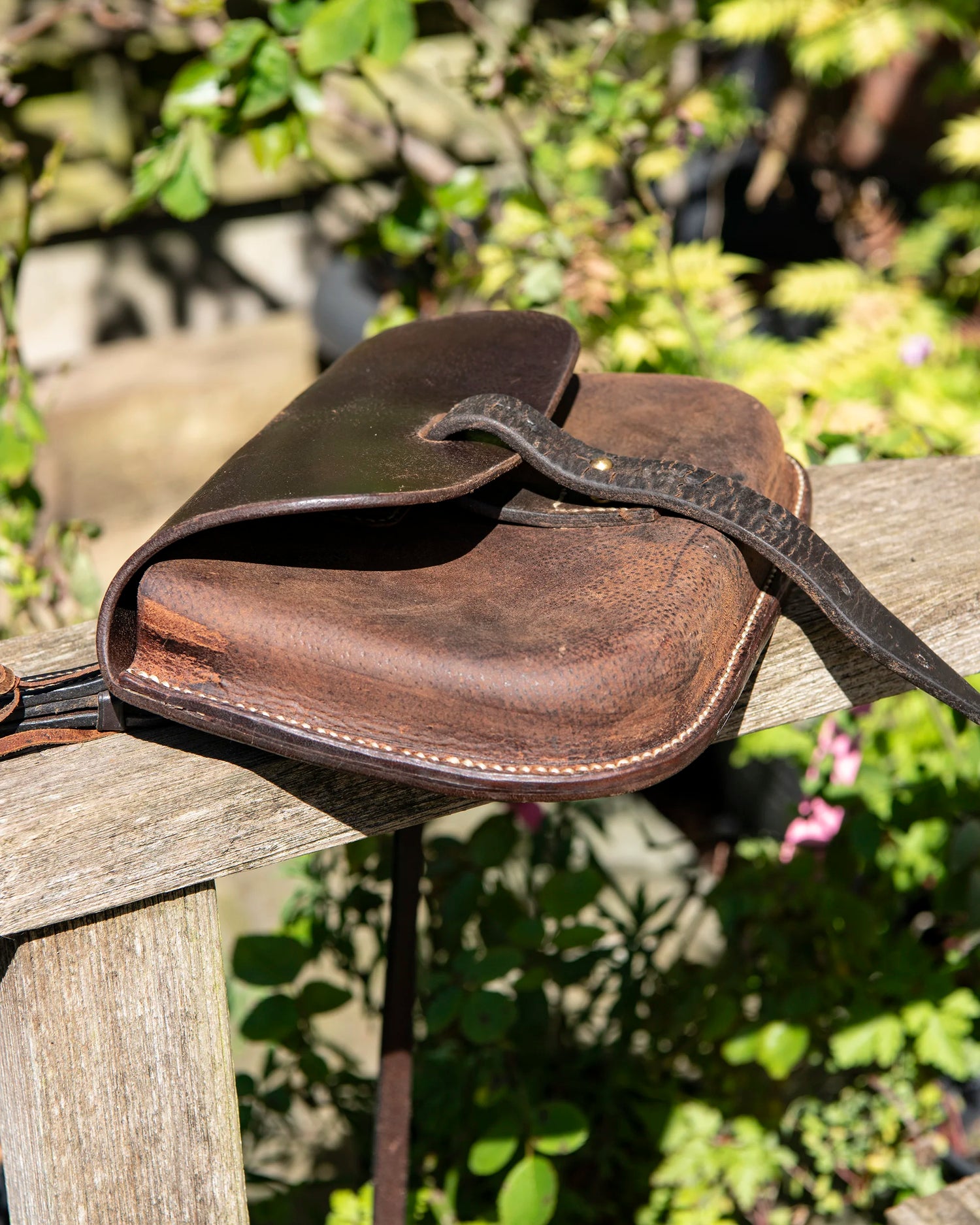 Repurposed Saddle Leather Crossbody Bag Wet Moulded