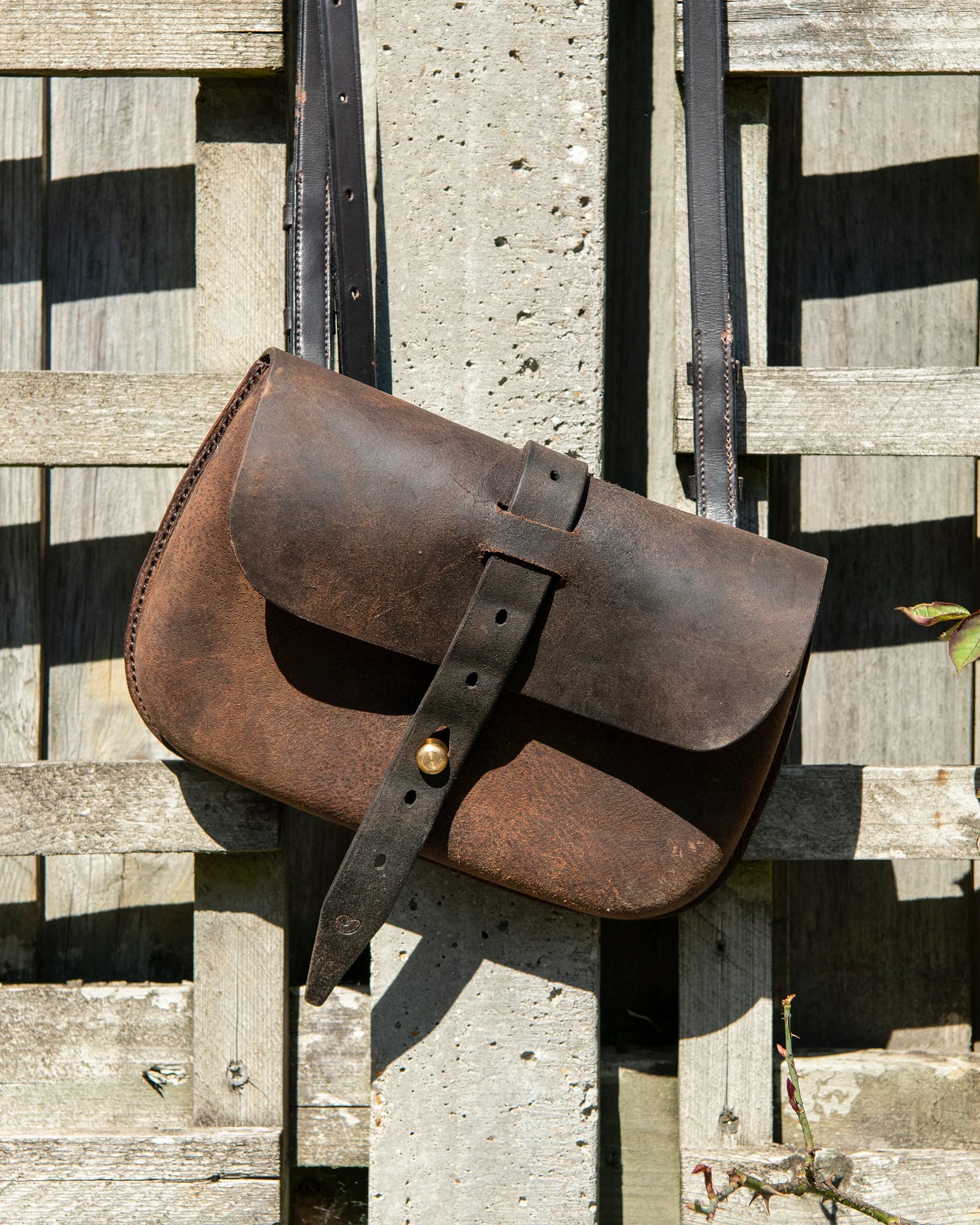 Repurposed Saddle Leather Crossbody Bag Wet Moulded