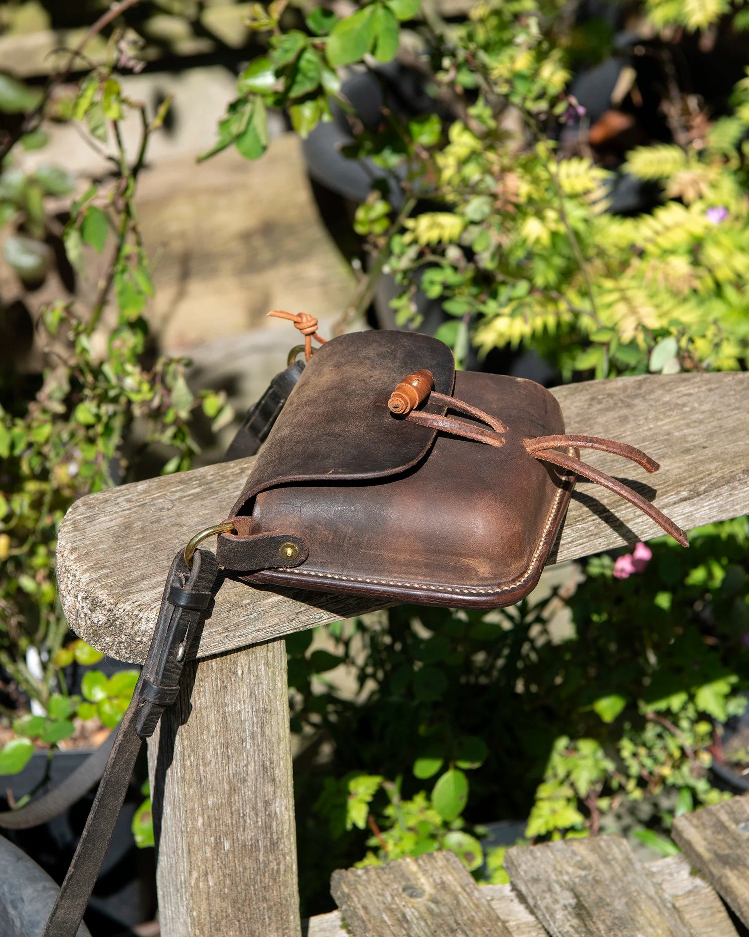 Repurposed Leather Saddle Bag Wet Moulded