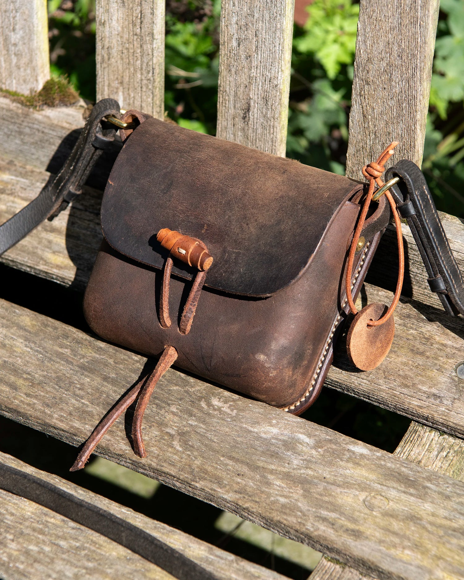 Repurposed Leather Saddle Bag Wet Moulded