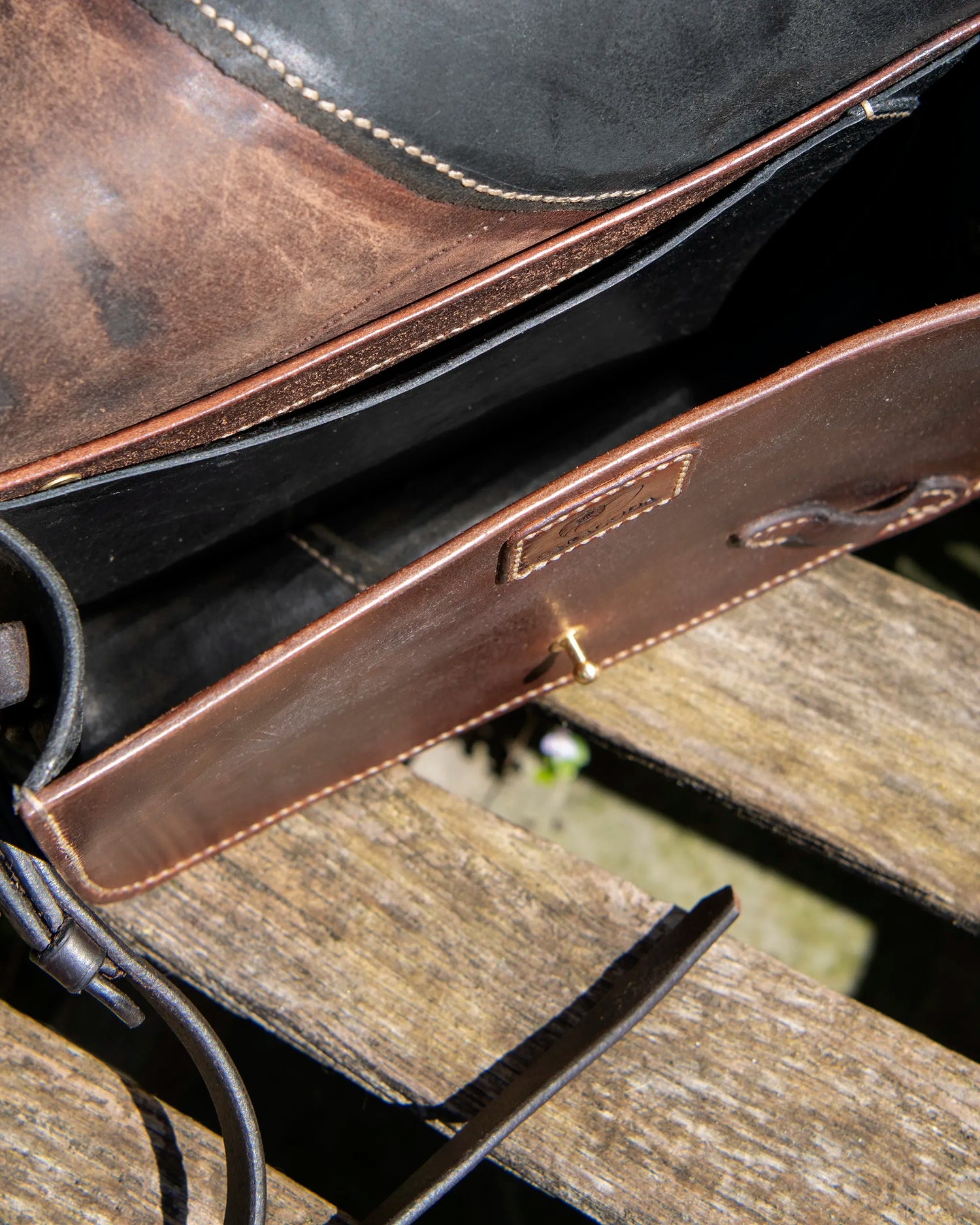 Crossbody leather bag Repurposed saddle leather