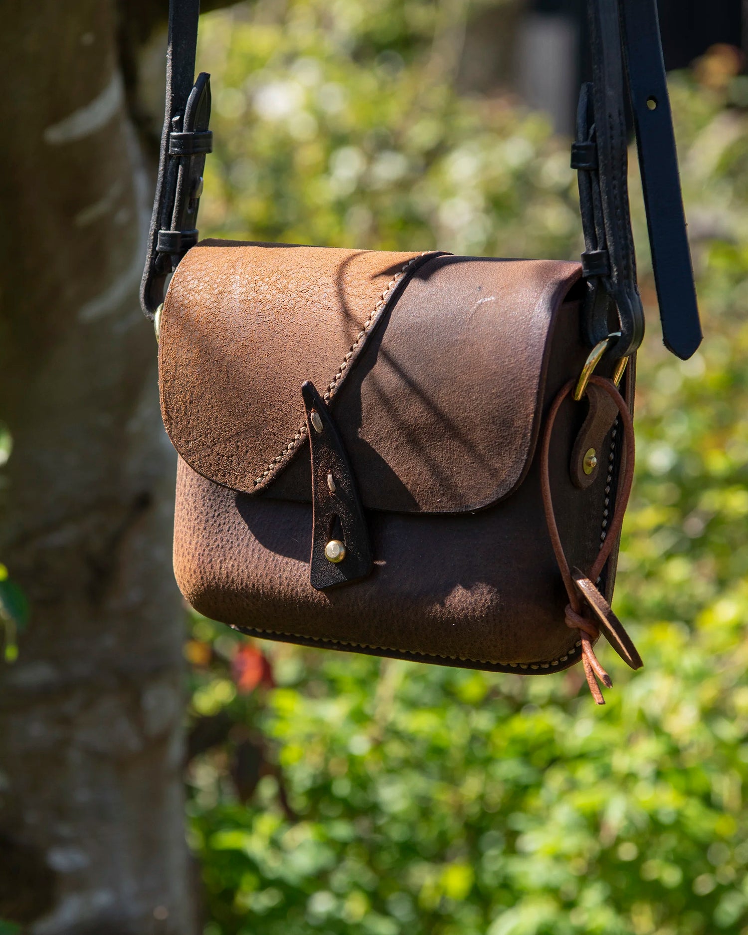 Repurposed Leather Saddle Bag Wet Moulded