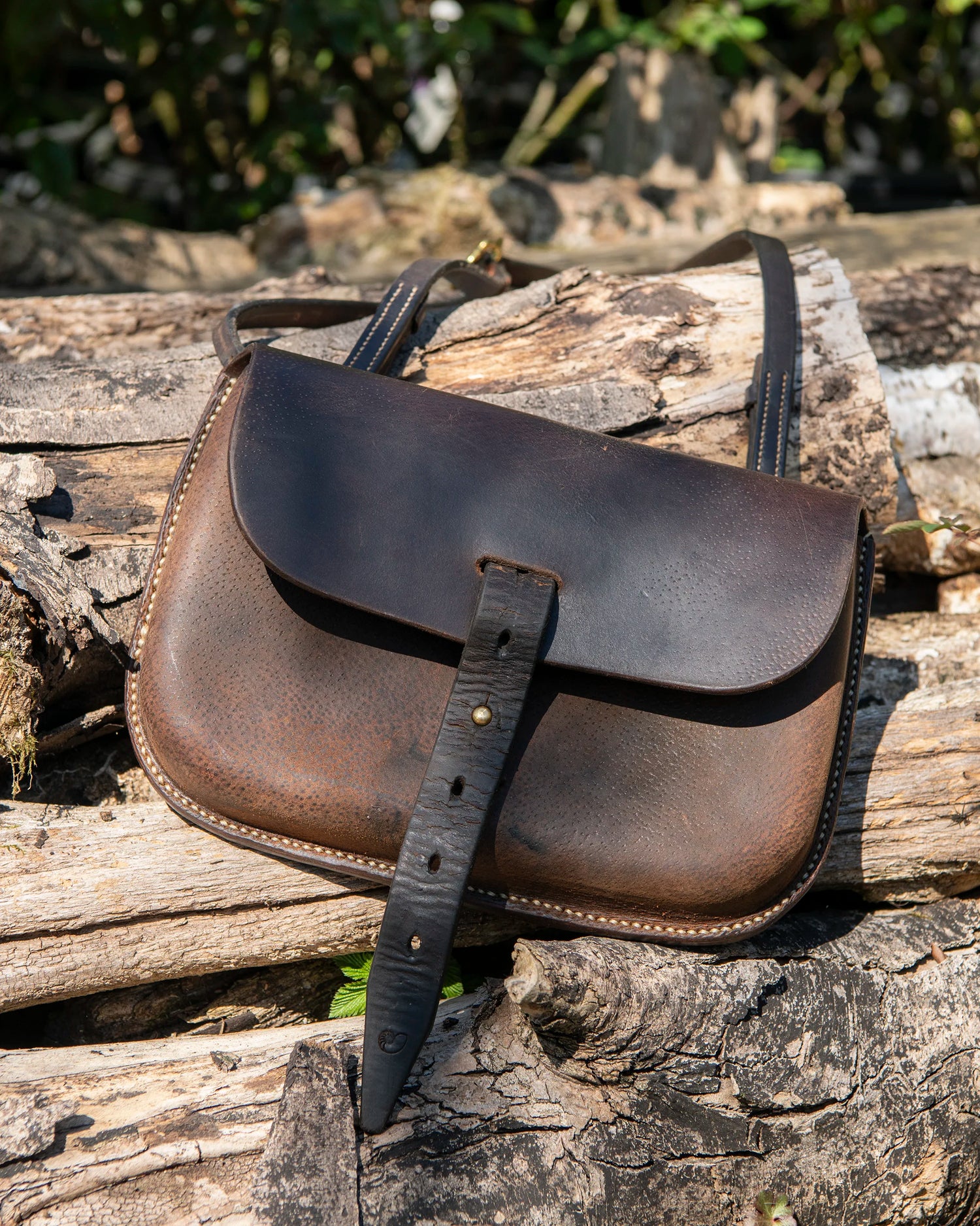 Repurposed Saddle Leather Crossbody Bag Wet Moulded