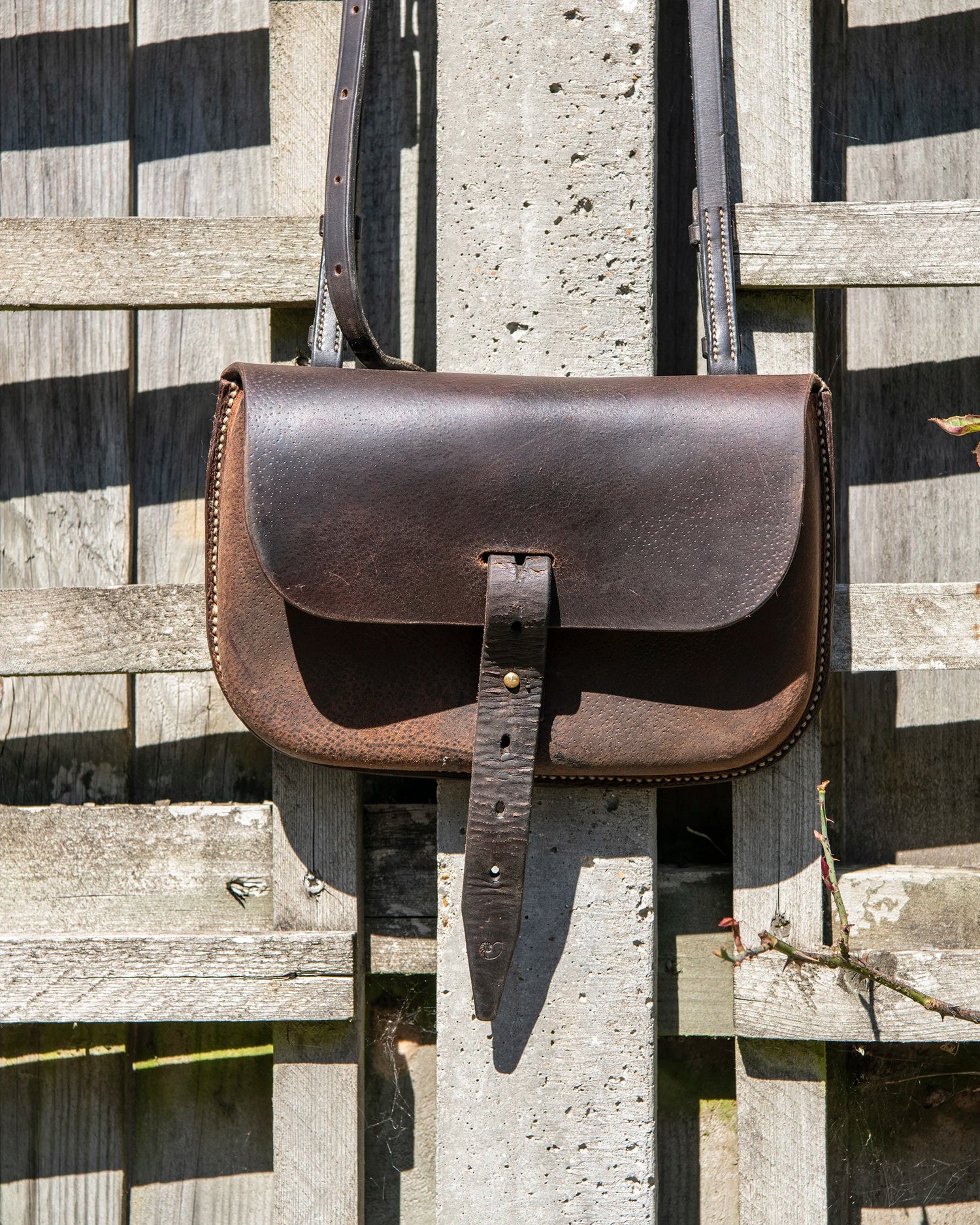 Repurposed Saddle Leather Crossbody Bag Wet Moulded