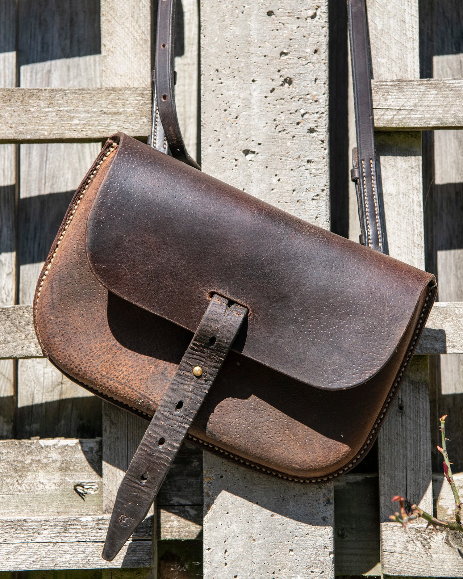 Repurposed Saddle Leather Crossbody Bag Wet Moulded