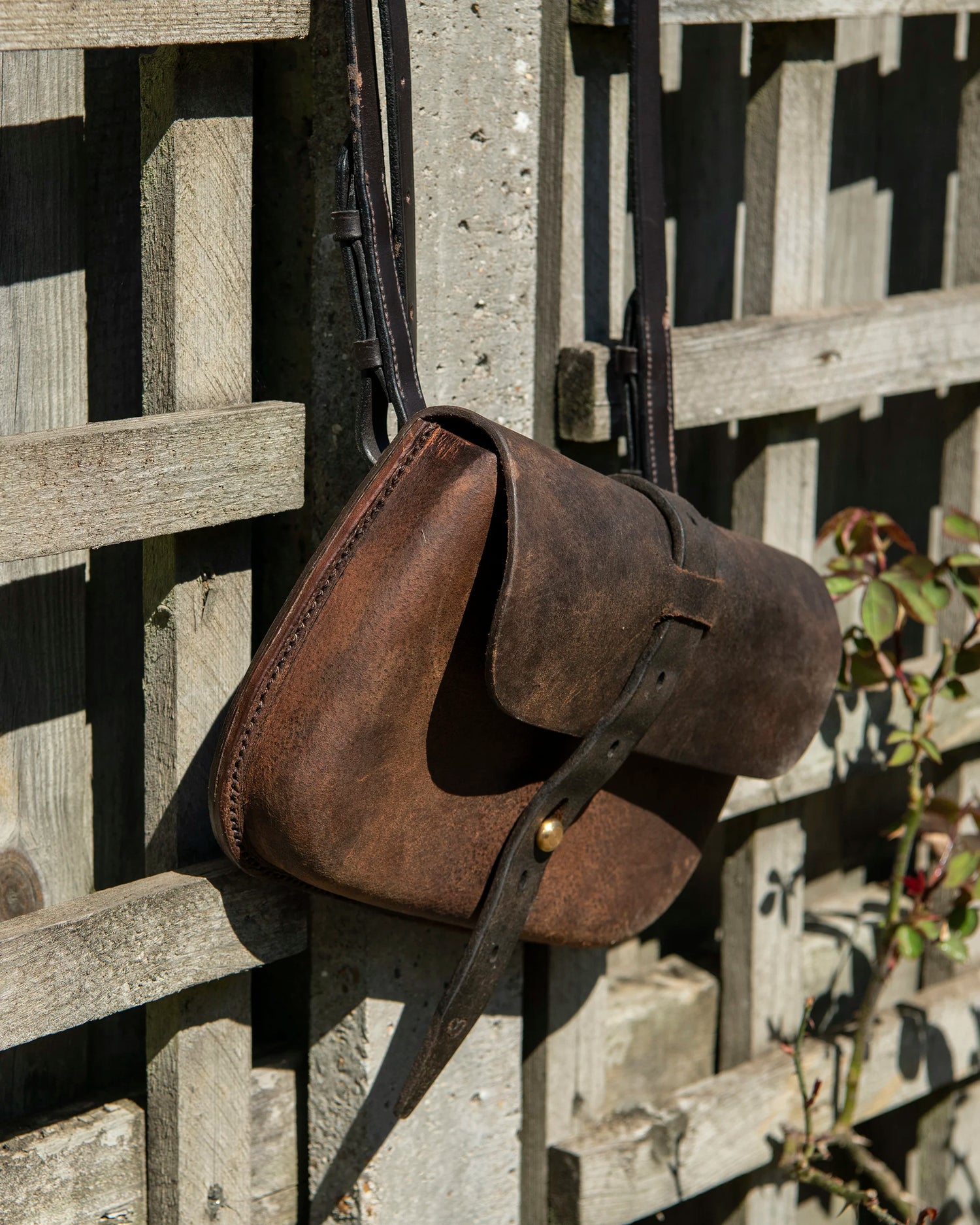 Repurposed Saddle Leather Crossbody Bag Wet Moulded